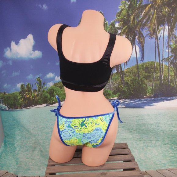 Surfside Bikini Bottom Adjustable String High Waist Swim Bottoms Paisley - Picture 11 of 16